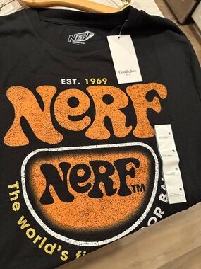 Goodfellow & Co Black Short-Sleeve Nerf Logo Tee with Orange Print